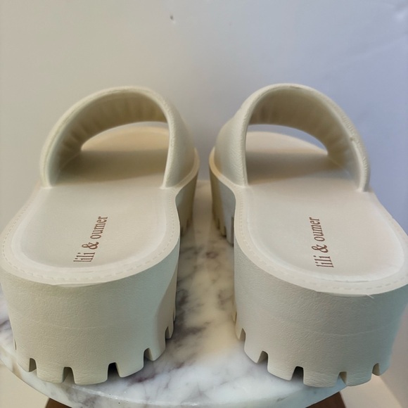 Lili & Oumer Beige Cream Platform Slide Sandals Women’s 11 EUR 42 Chunky Sole - Picture 8 of 16